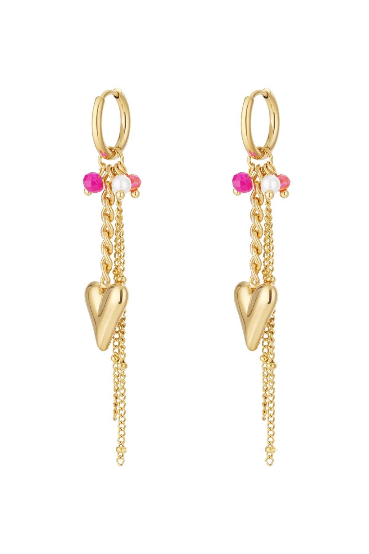 Stylish 14K Gold Plated Heart Drop Earrings