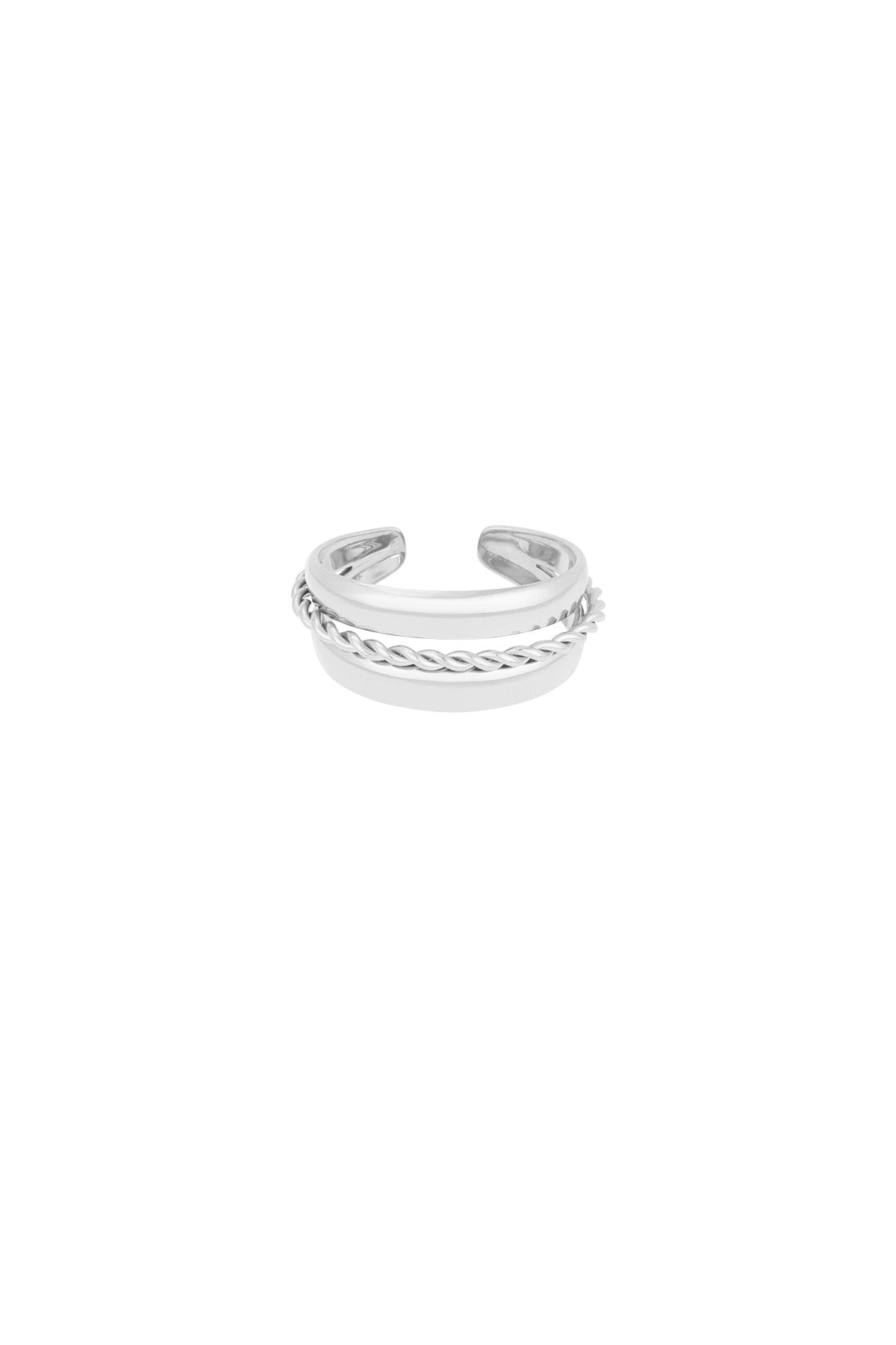 Elegant Statement Ring in Silver & Gold Tones