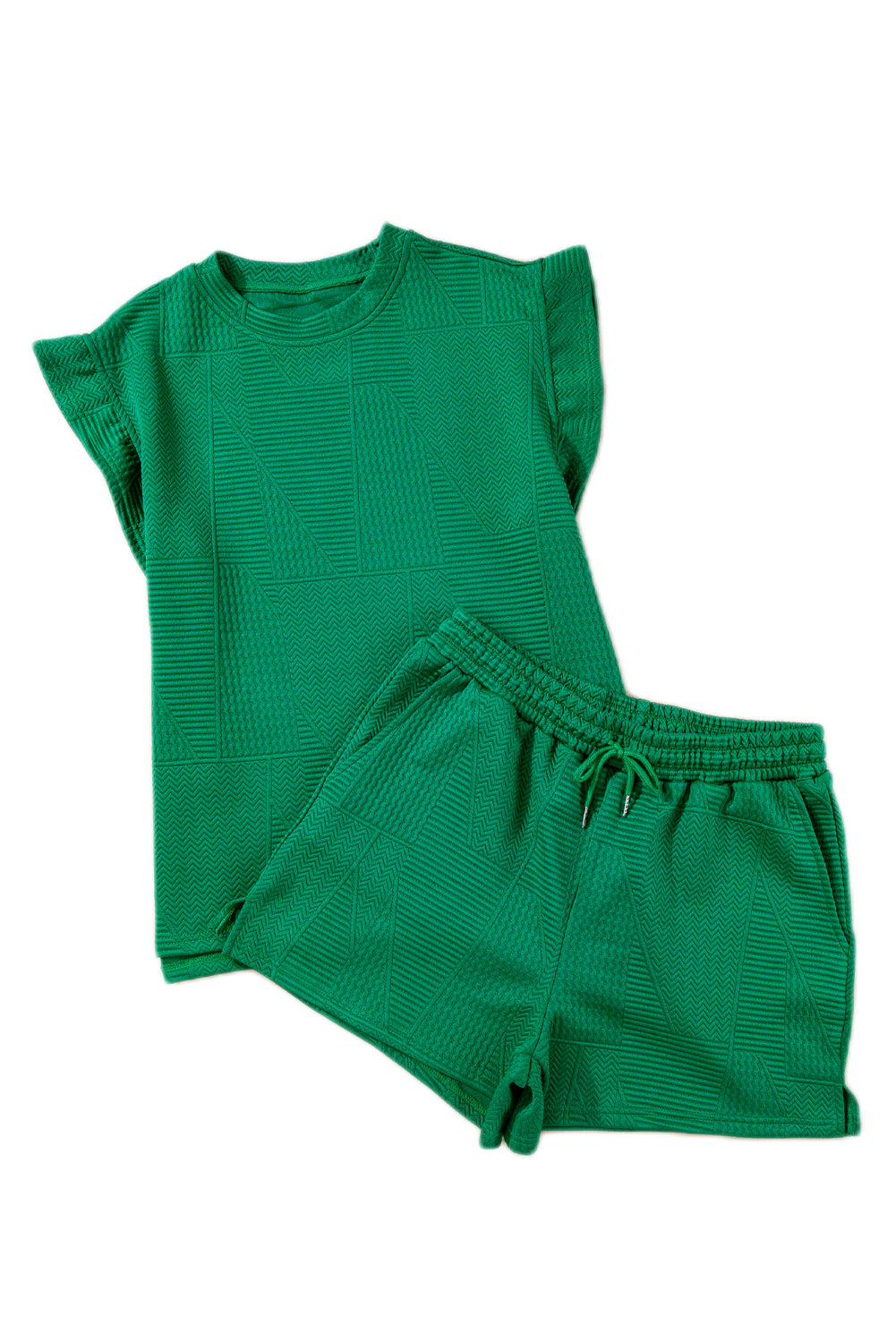 Skobeloff – Set mit strukturiertem Rüschenoberteil mit Schlitz und Shorts mit Kordelzug