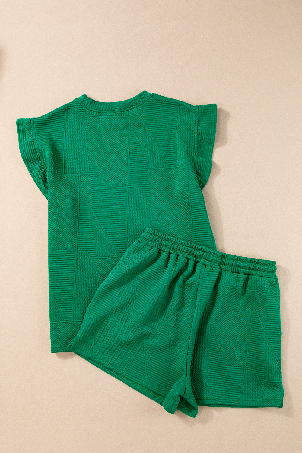 Skobeloff – Set mit strukturiertem Rüschenoberteil mit Schlitz und Shorts mit Kordelzug