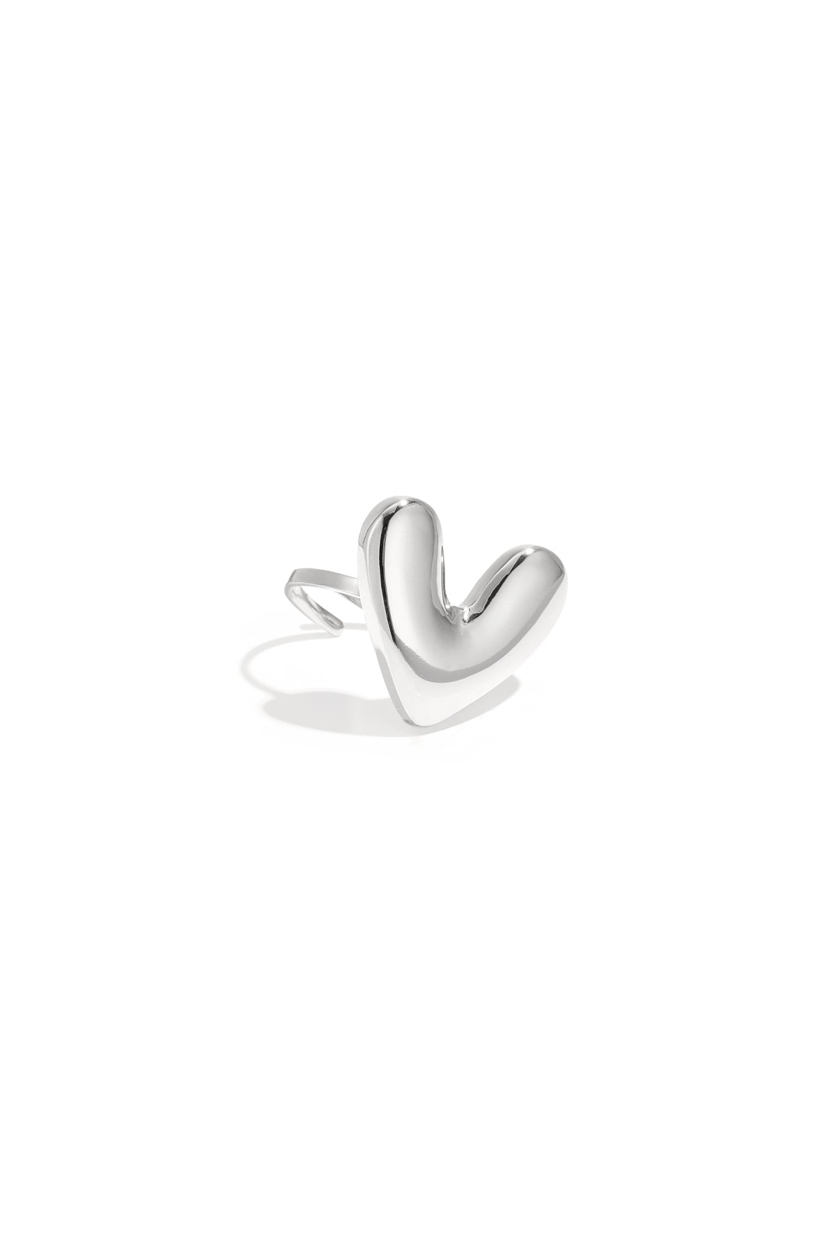 Elegant Adjustable Heart Statement Ring in Silver & Gold
