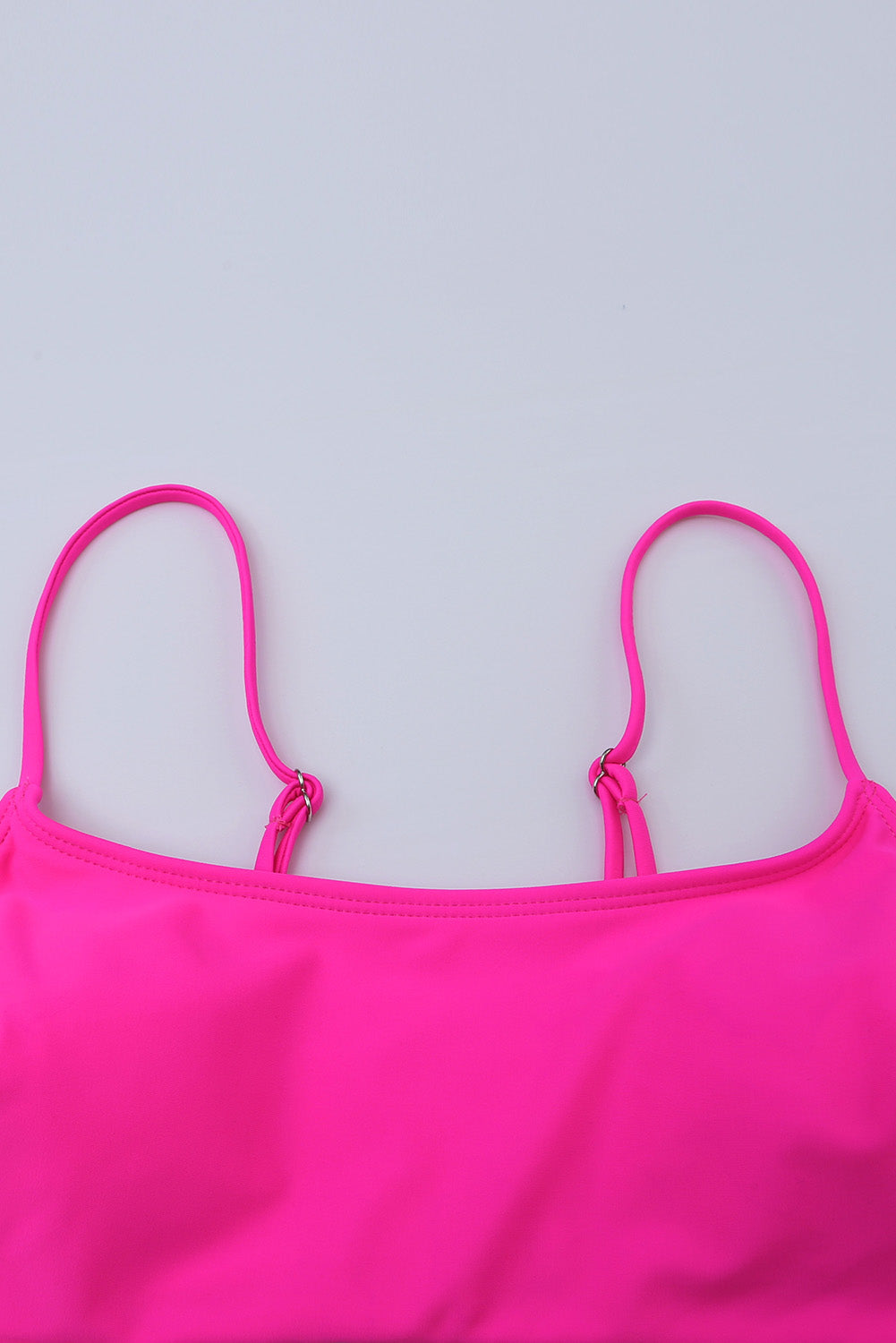 Bikini-Set mit Spaghettiträgern und hoher Taille und Patchwork-Muster in Rosa