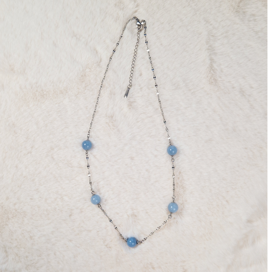Aquamarine Station Necklace