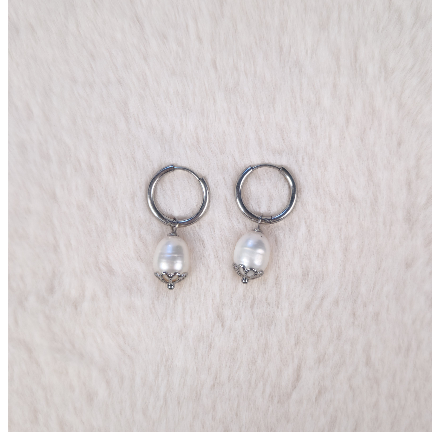 Natural Pearl Hoop Earrings