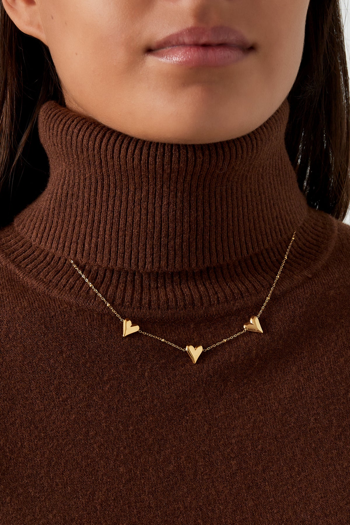 Elegant Stainless Steel Heart Necklace, Silver & Gold