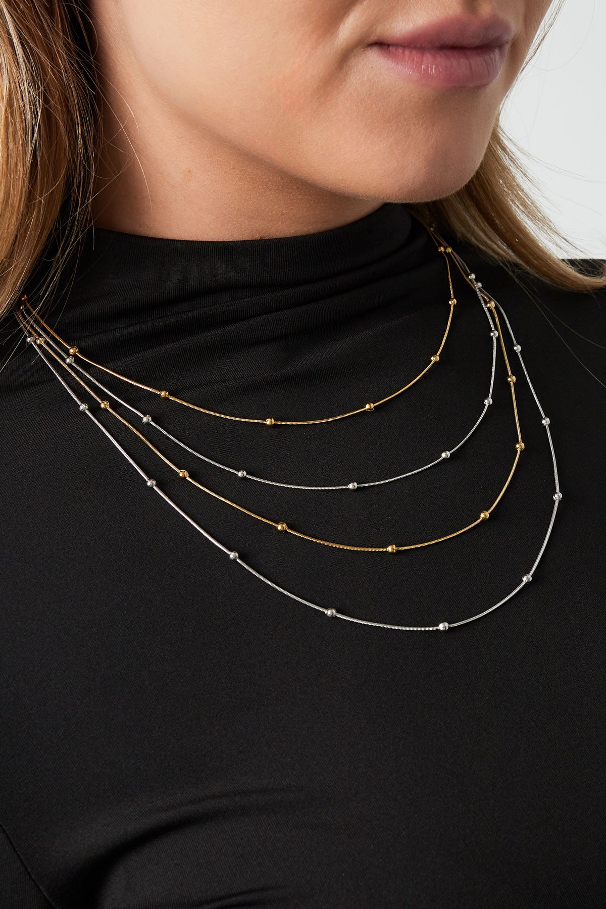 Elegant Layered Necklace in Silver, Gold, or Mixed Tones