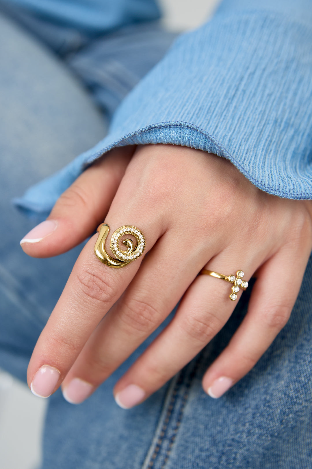 Adjustable Statement Ring in Silver & Gold Tones