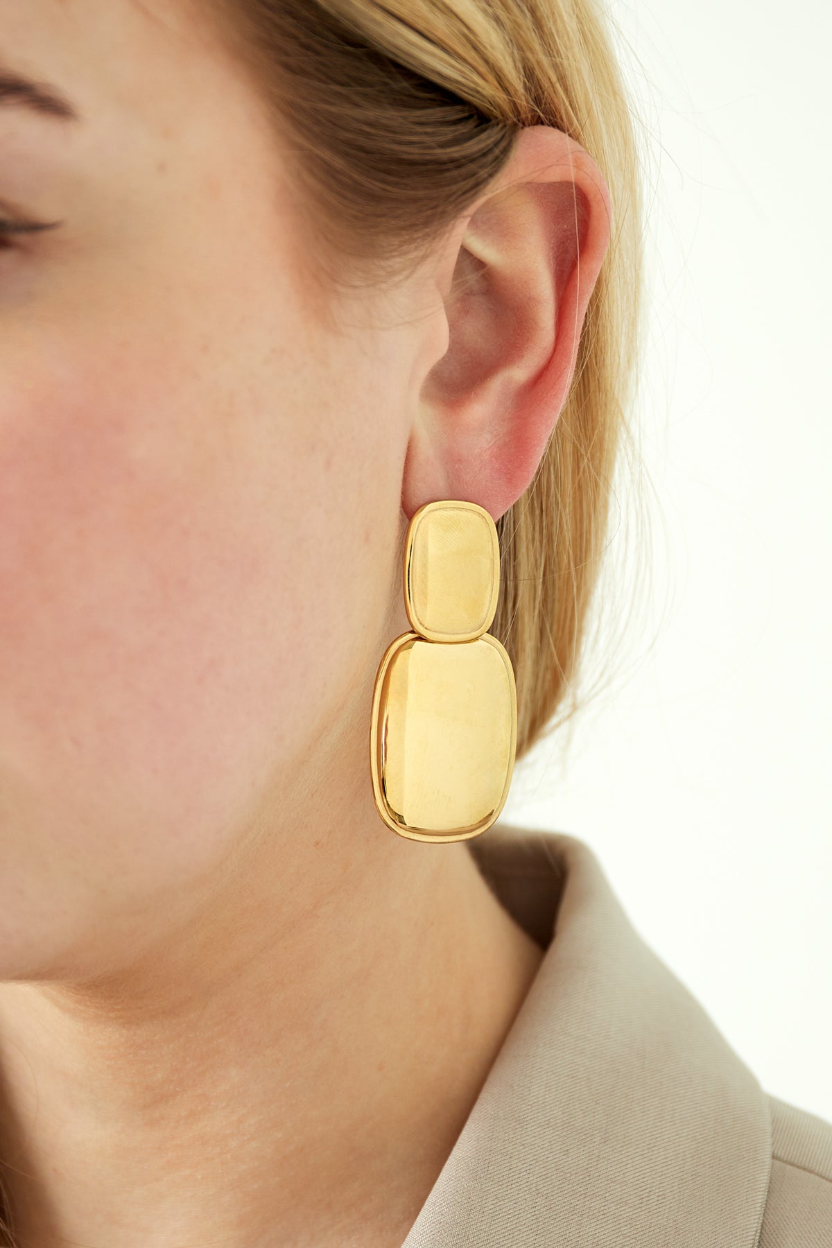 Stylish Drop Earrings in Silver, Gold, and Two-Tone