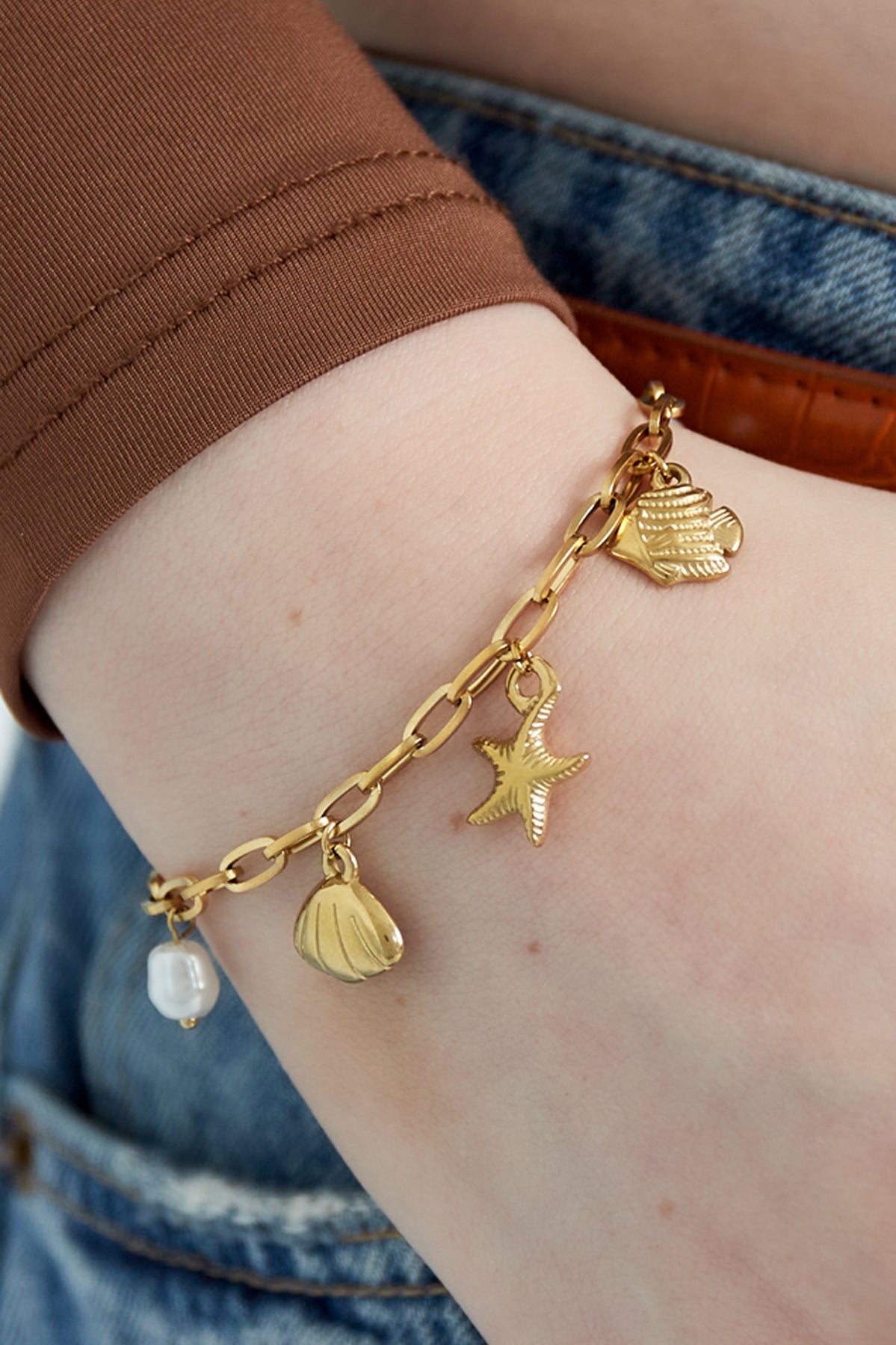 Elegant Charm Bracelet in Silver & Gold Tones