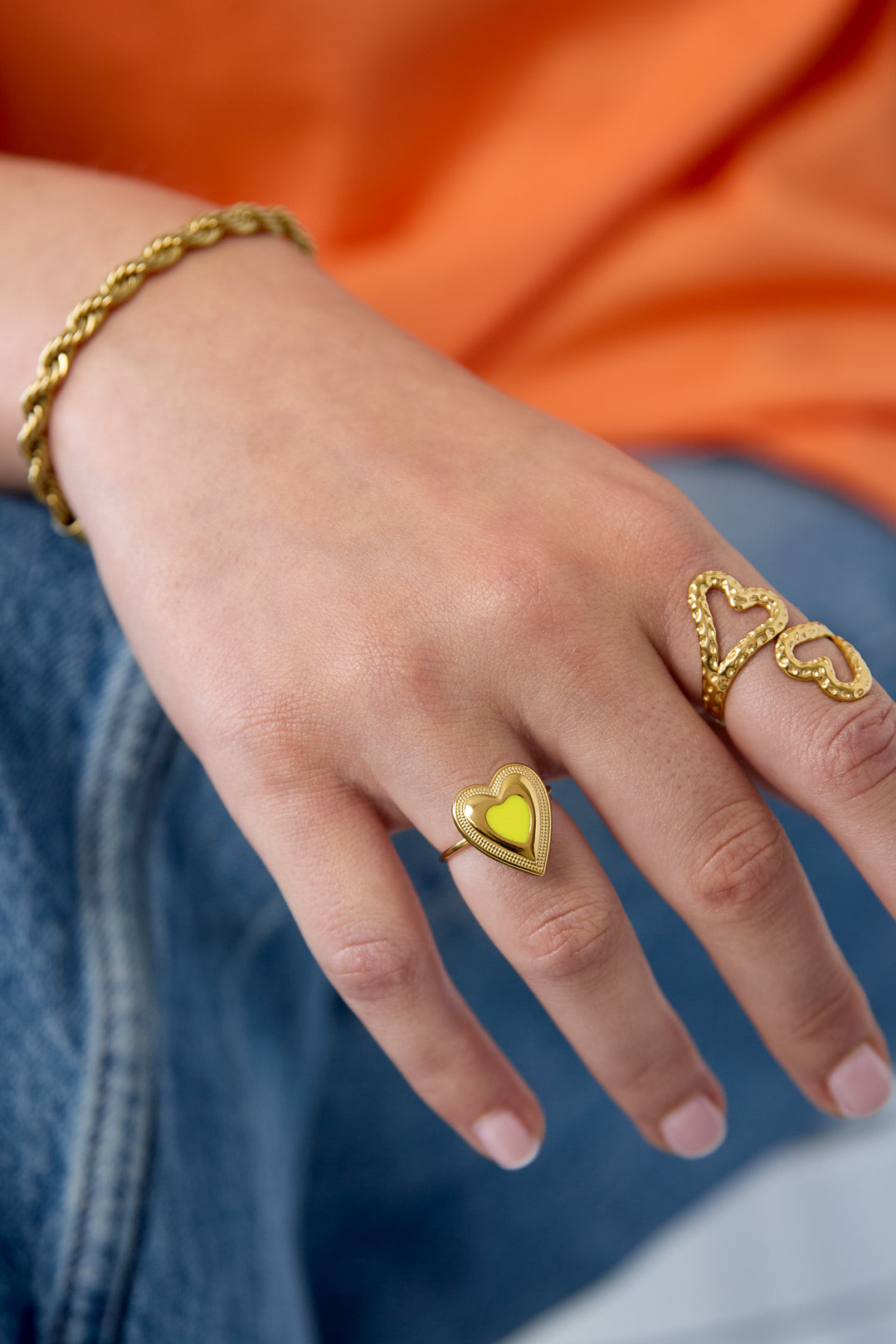 Charming Adjustable Heart Statement Ring for Her