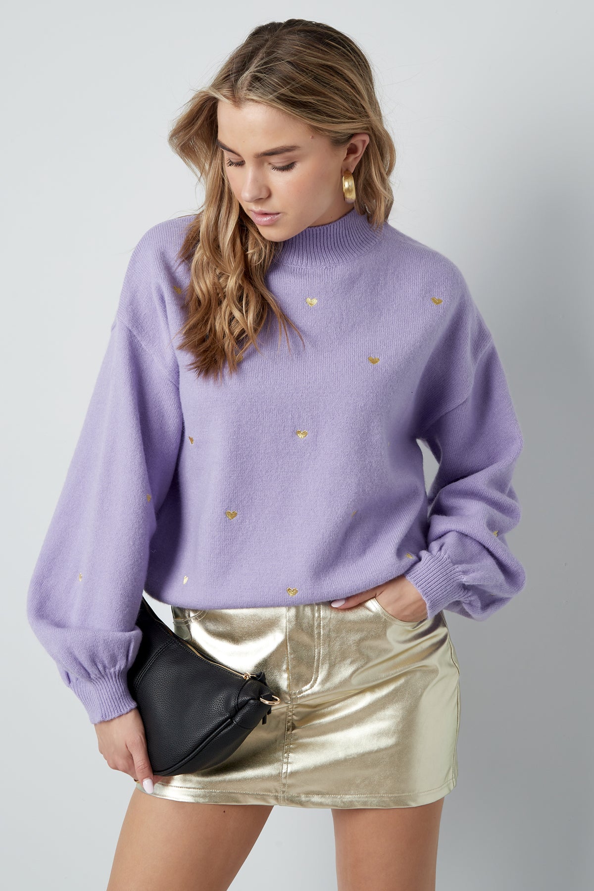 Soft Acrylic Heart Knit Sweater for Fall Winter