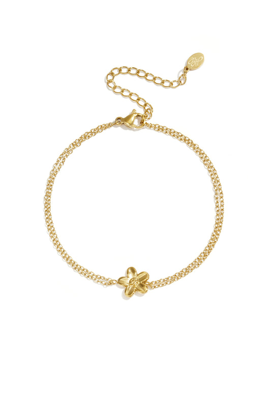Stylish Stainless Steel Flower Charm Bracelet