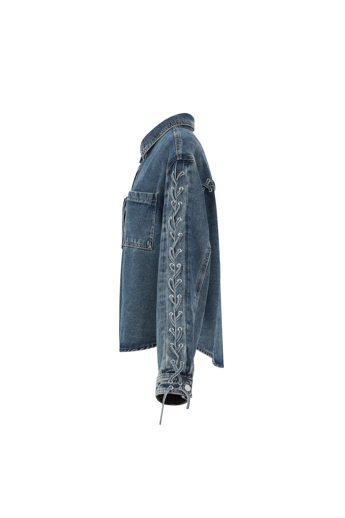 Stylish All-Fit Denim Jacket in Blue and Beige