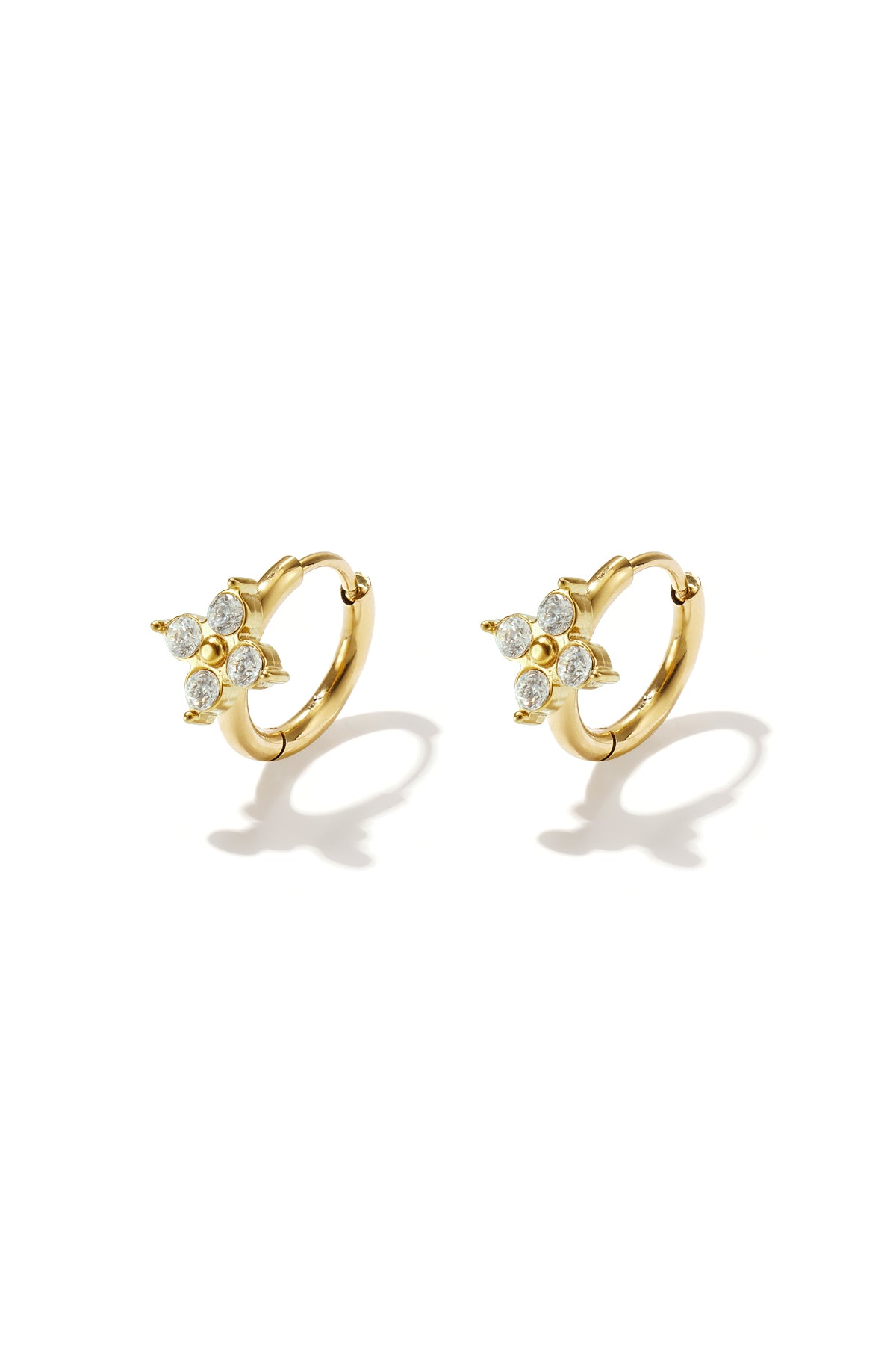 Elegant Pink & Gold Rhinestone Hoop Earrings