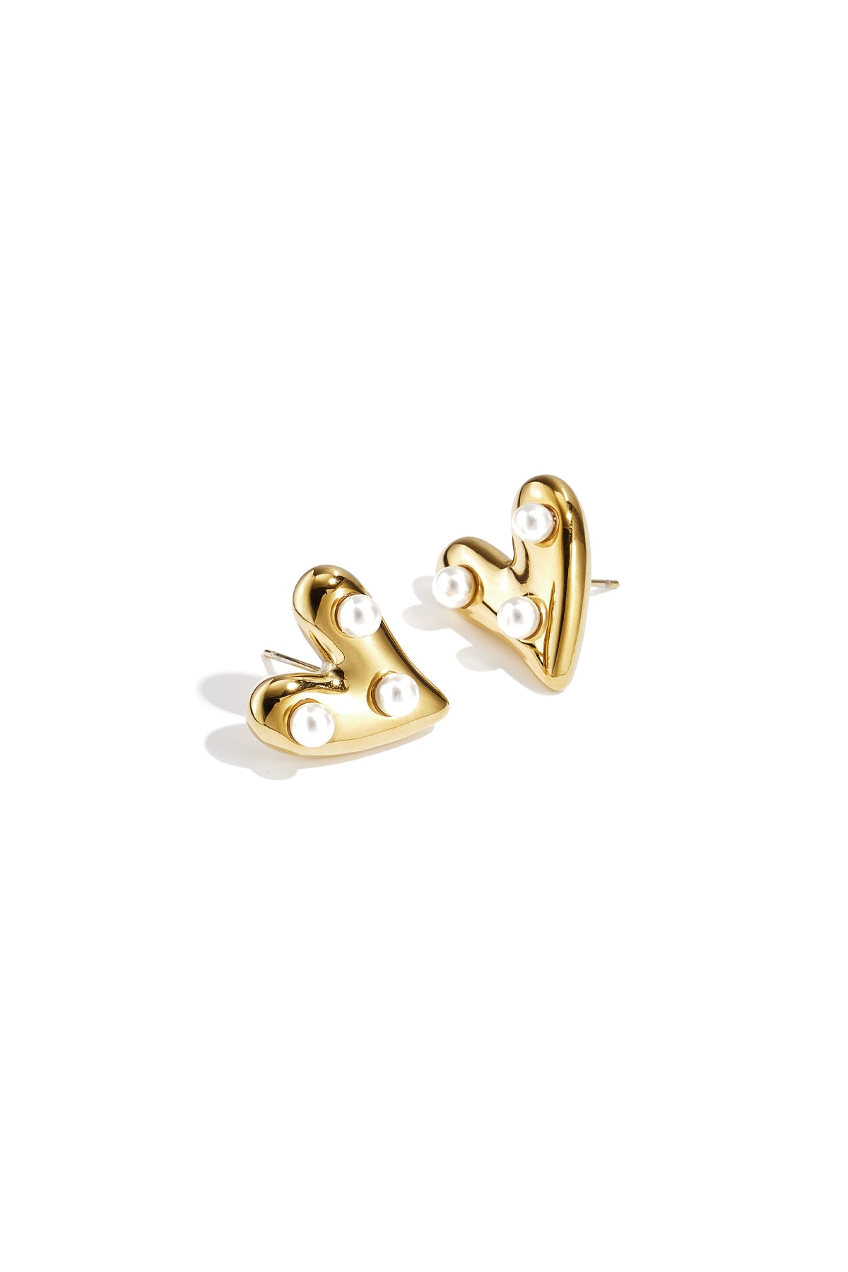 Charming Gold-Color Heart Stud Earrings for Everyday Wear