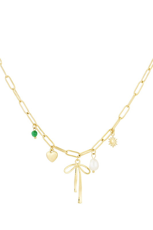 Elegant Bow Knot Pendant Necklace - Silver & Gold