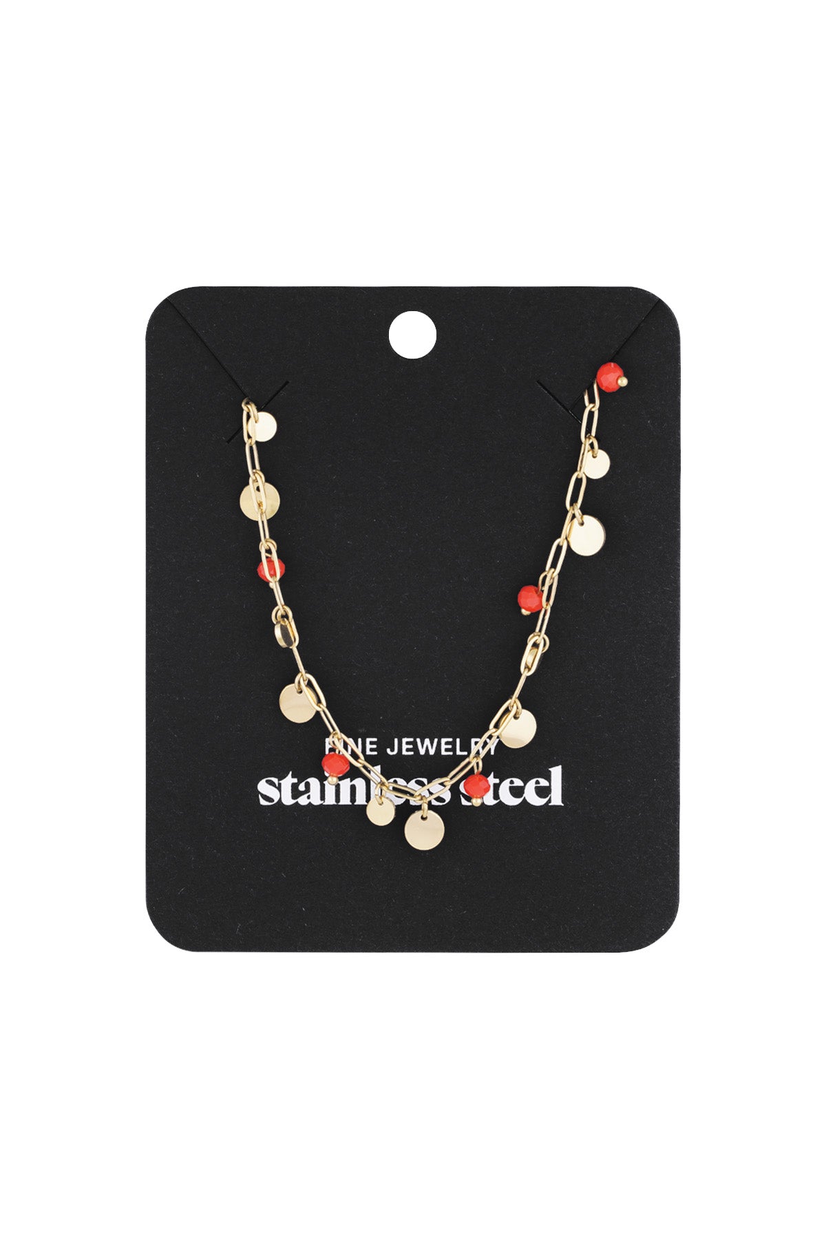 Stylish Stainless Steel Red & Blue Pendant Necklace