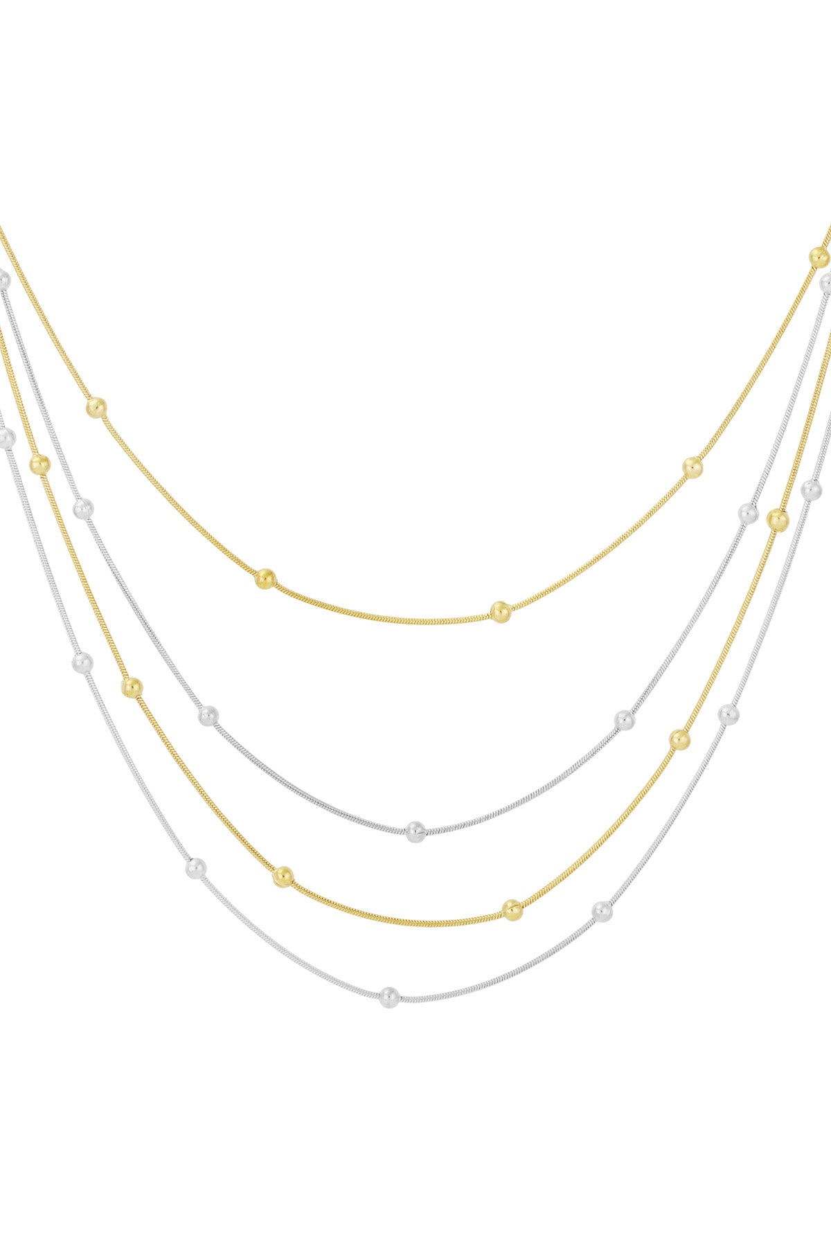 Elegant Layered Necklace in Silver, Gold, or Mixed Tones
