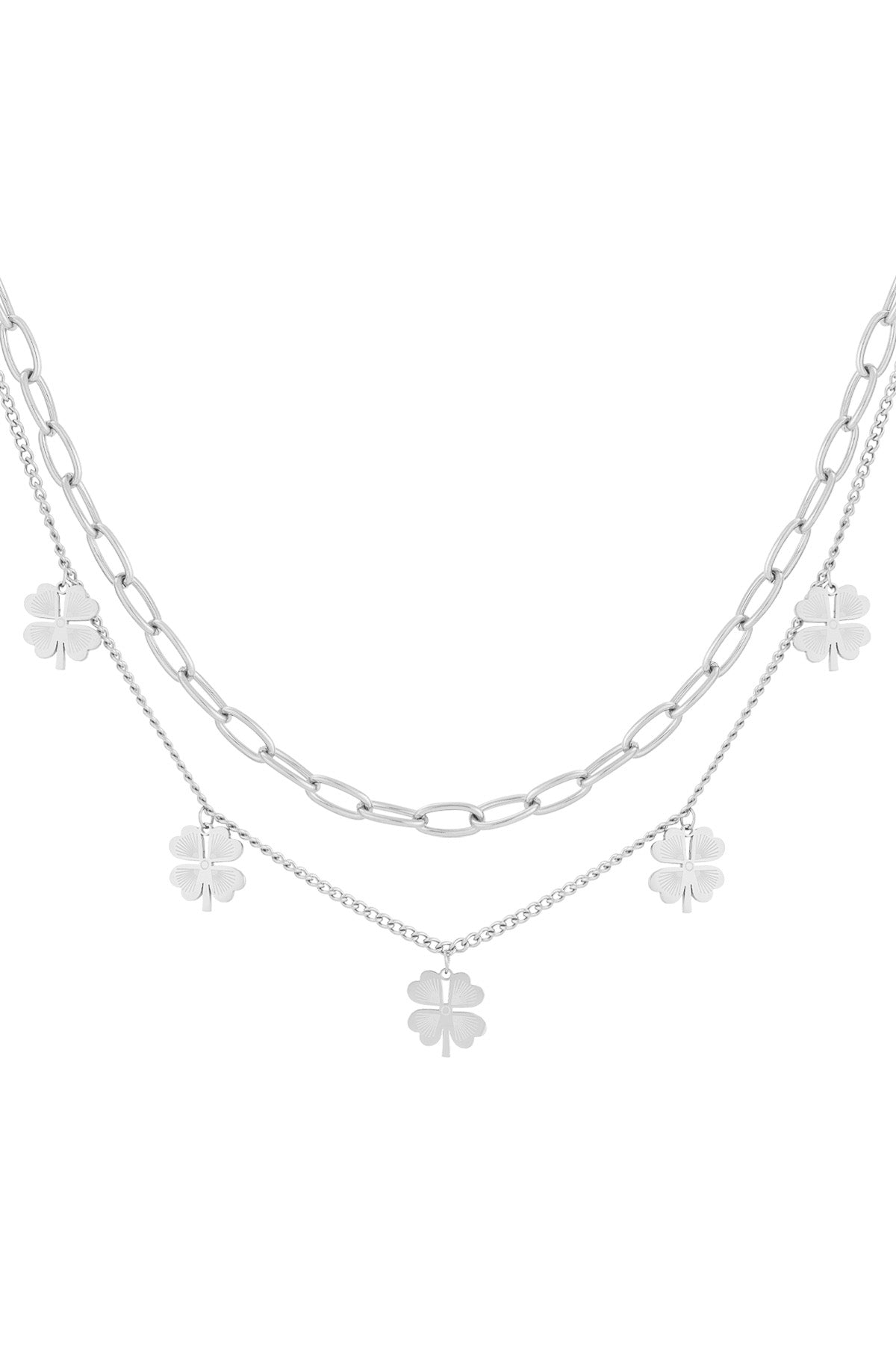 Stylish Multi-Layered Necklace in Silver and Gold