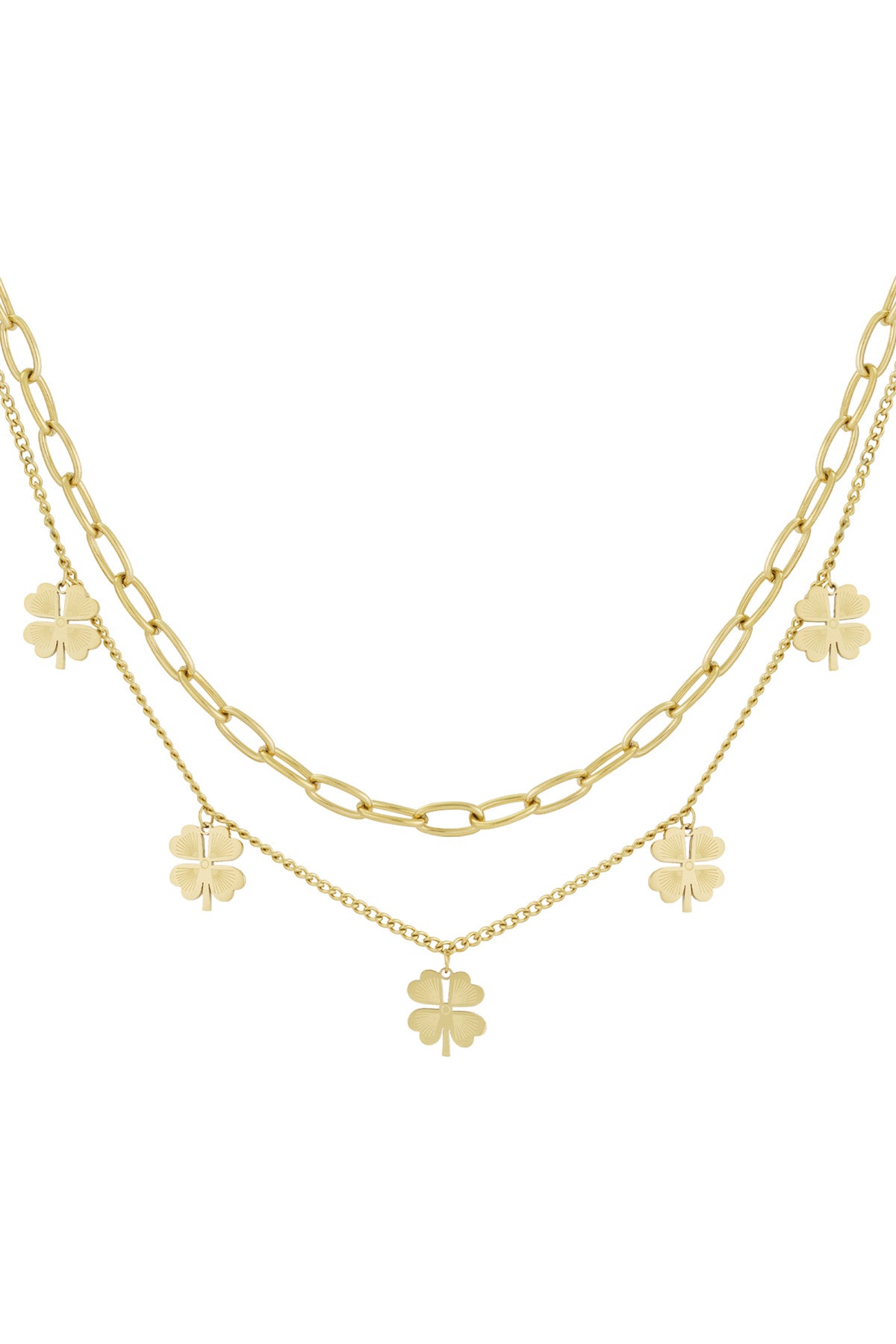 Stylish Multi-Layered Necklace in Silver and Gold
