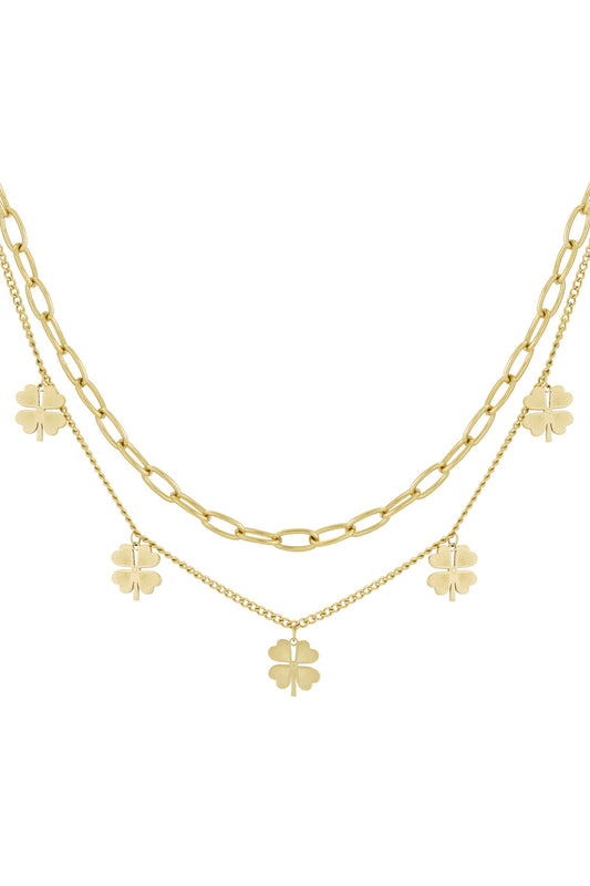 Stylish Multi-Layered Necklace in Silver and Gold