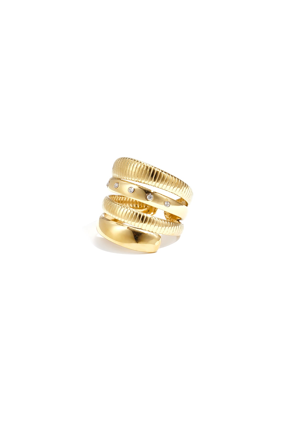 Elegant Adjustable Statement Ring in Silver & Gold