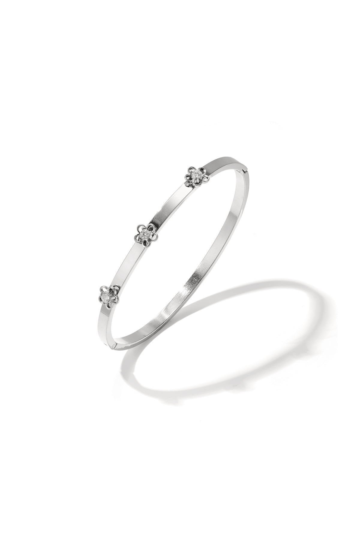 Stylish Stainless Steel Bangle with Rhinestones