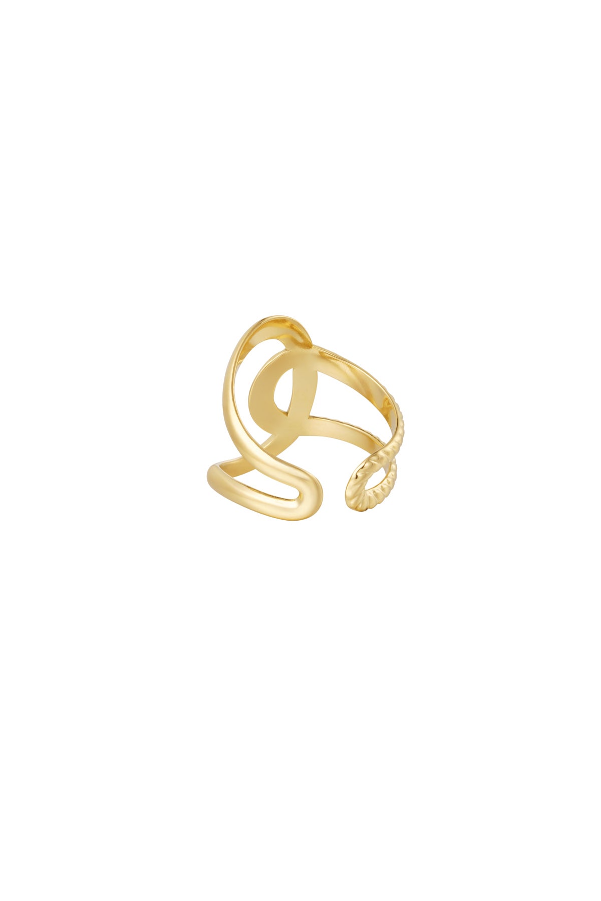 Elegant Adjustable Statement Ring in Silver and Gold