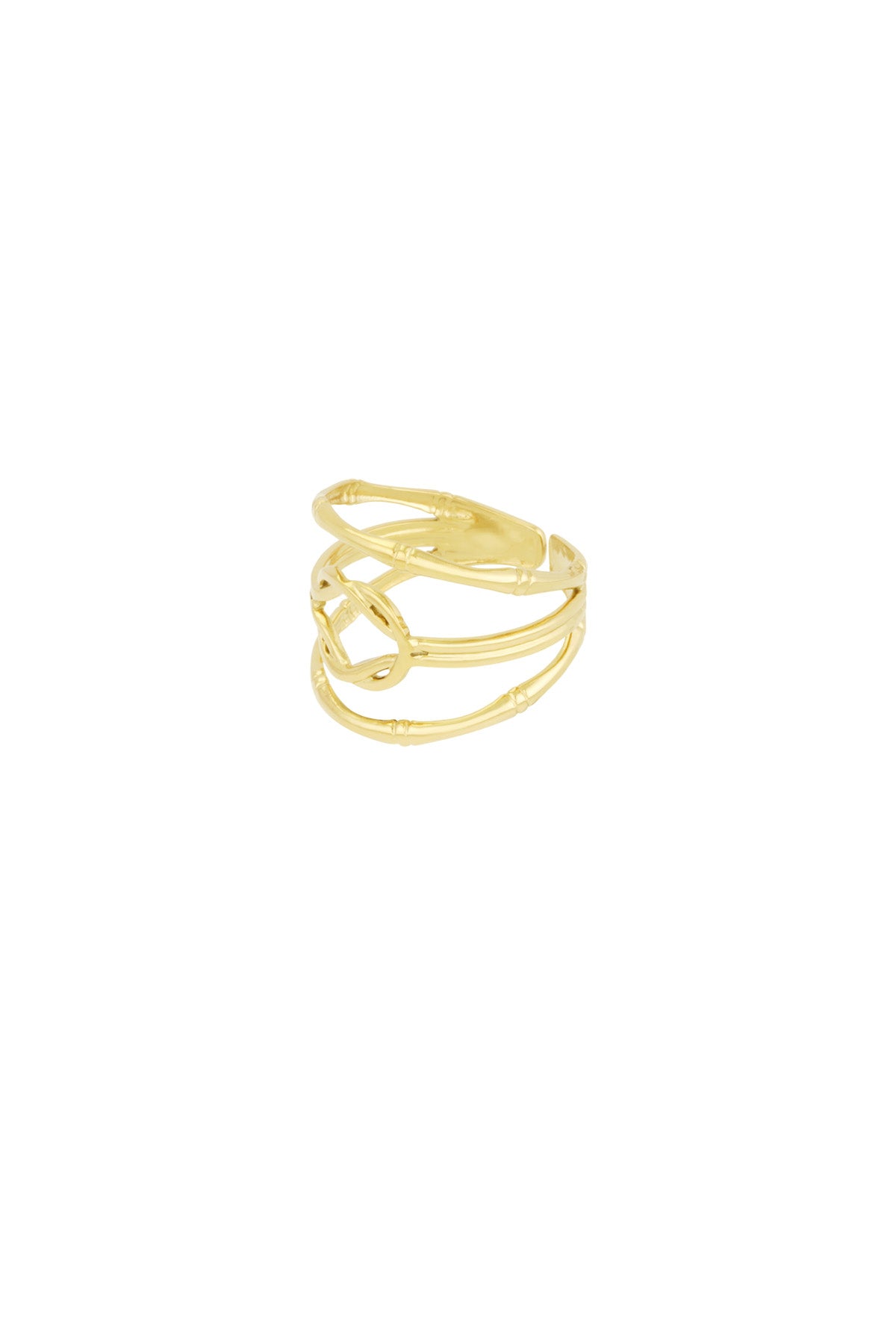 Elegant Stainless Steel Statement Ring, Silver & Gold