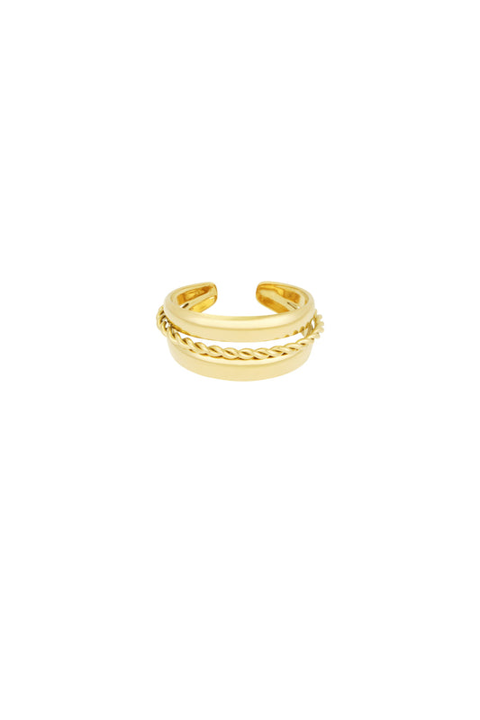 Elegant Statement Ring in Silver & Gold Tones