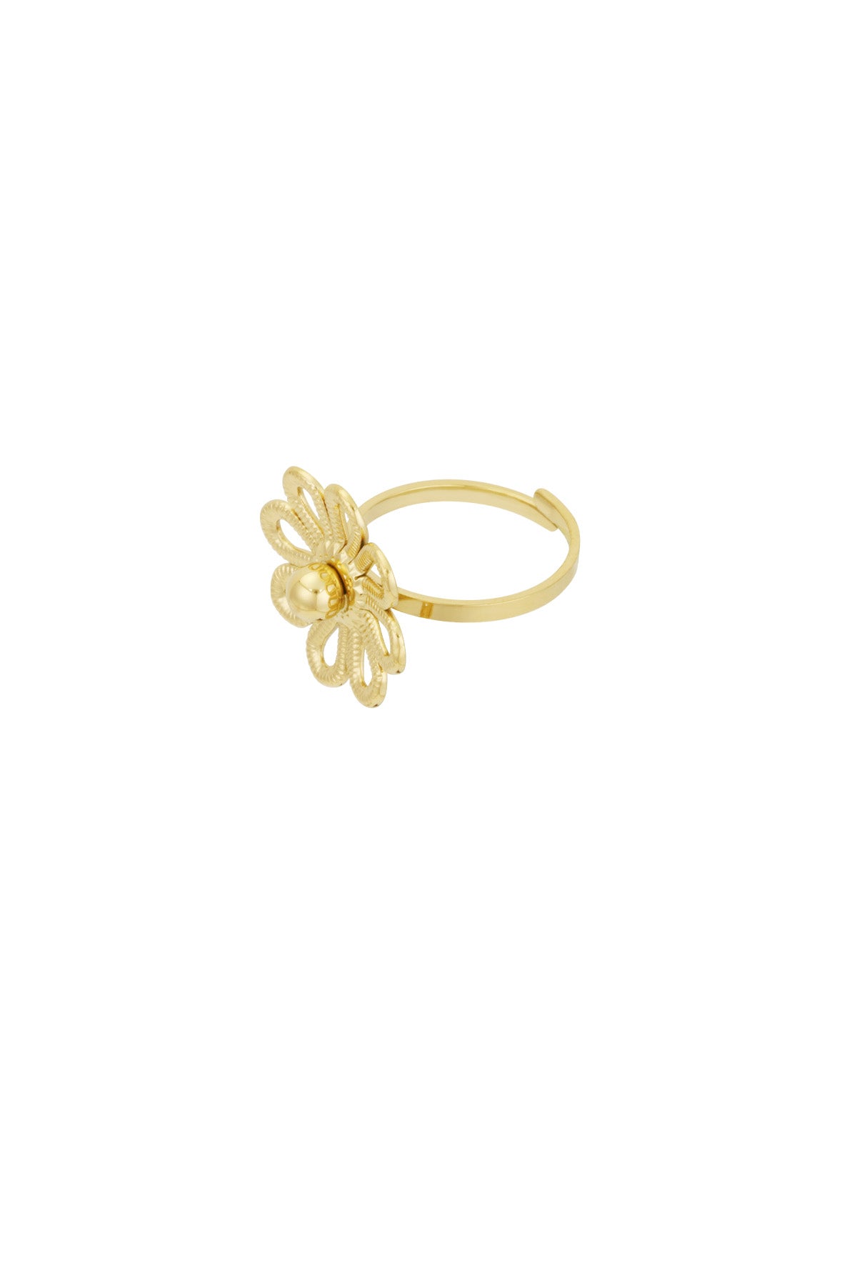 Elegant All-Fit Flower Statement Ring in Silver & Gold