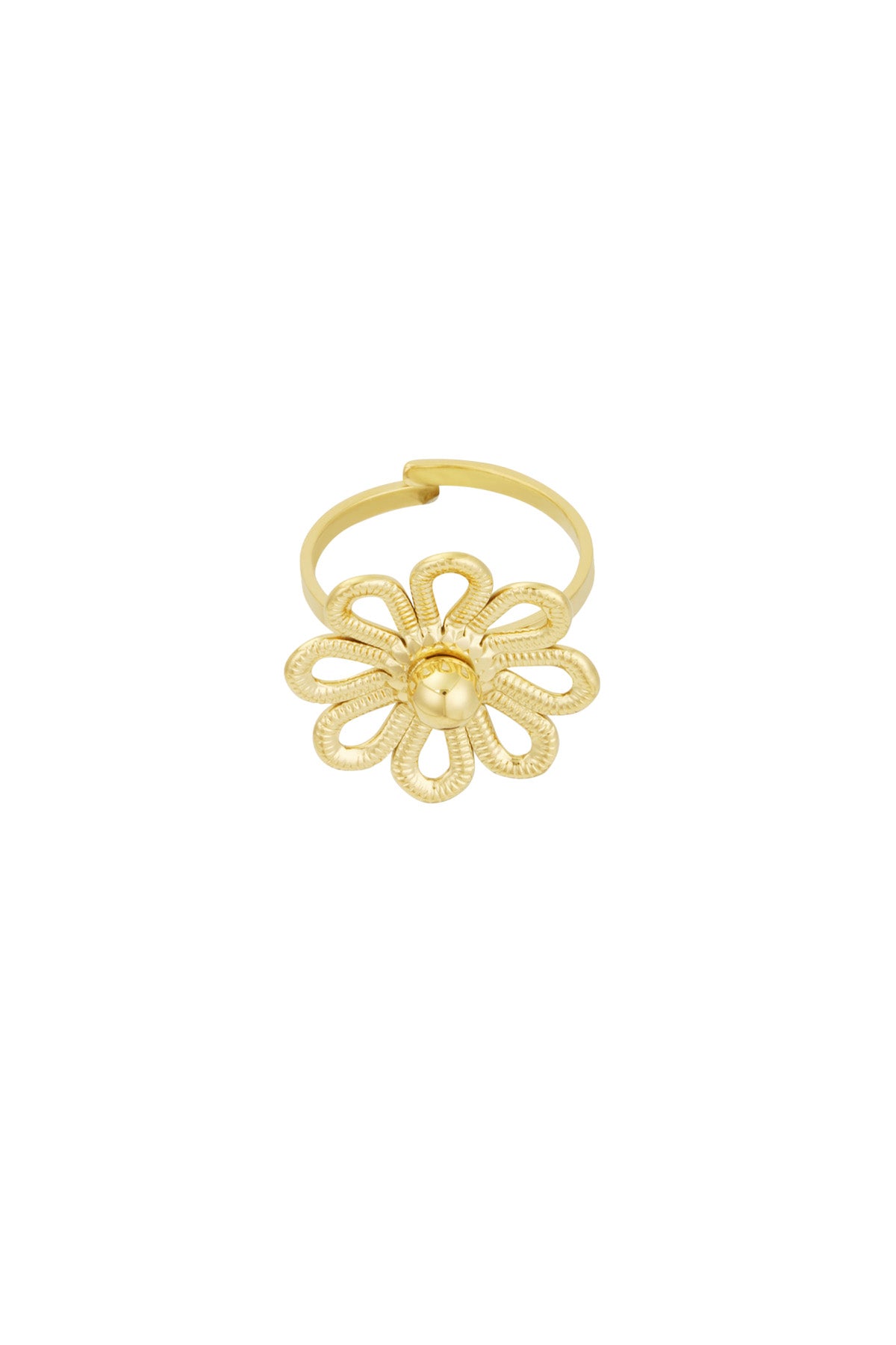 Elegant All-Fit Flower Statement Ring in Silver & Gold