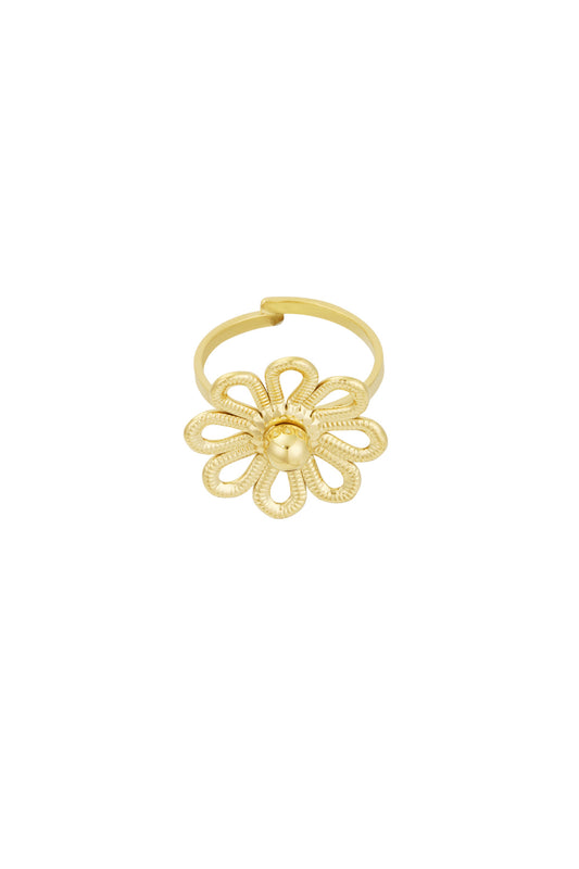 Elegant All-Fit Flower Statement Ring in Silver & Gold