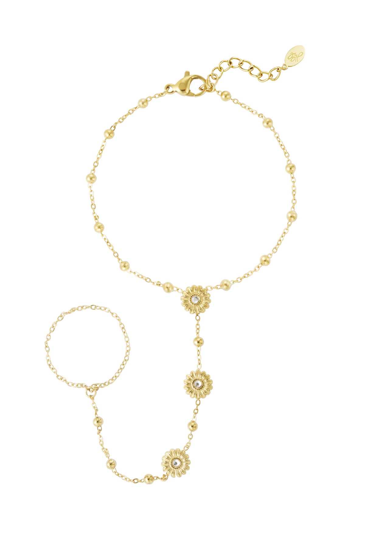 Elegant Hand Chain Bracelet in Silver & Gold