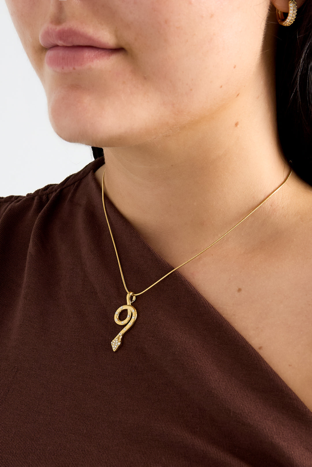 Stylish Rhinestone Snake Pendant Necklace - All Fit