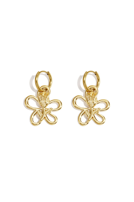 Elegant Gold Drop Earrings for Women - Romantic Floral Design