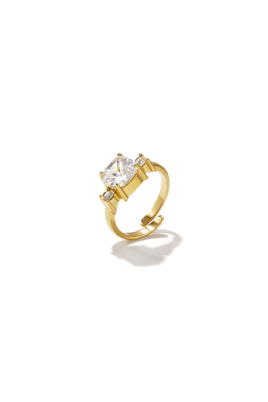 Elegant Minimalist Rhinestone Ring, Adjustable Fit