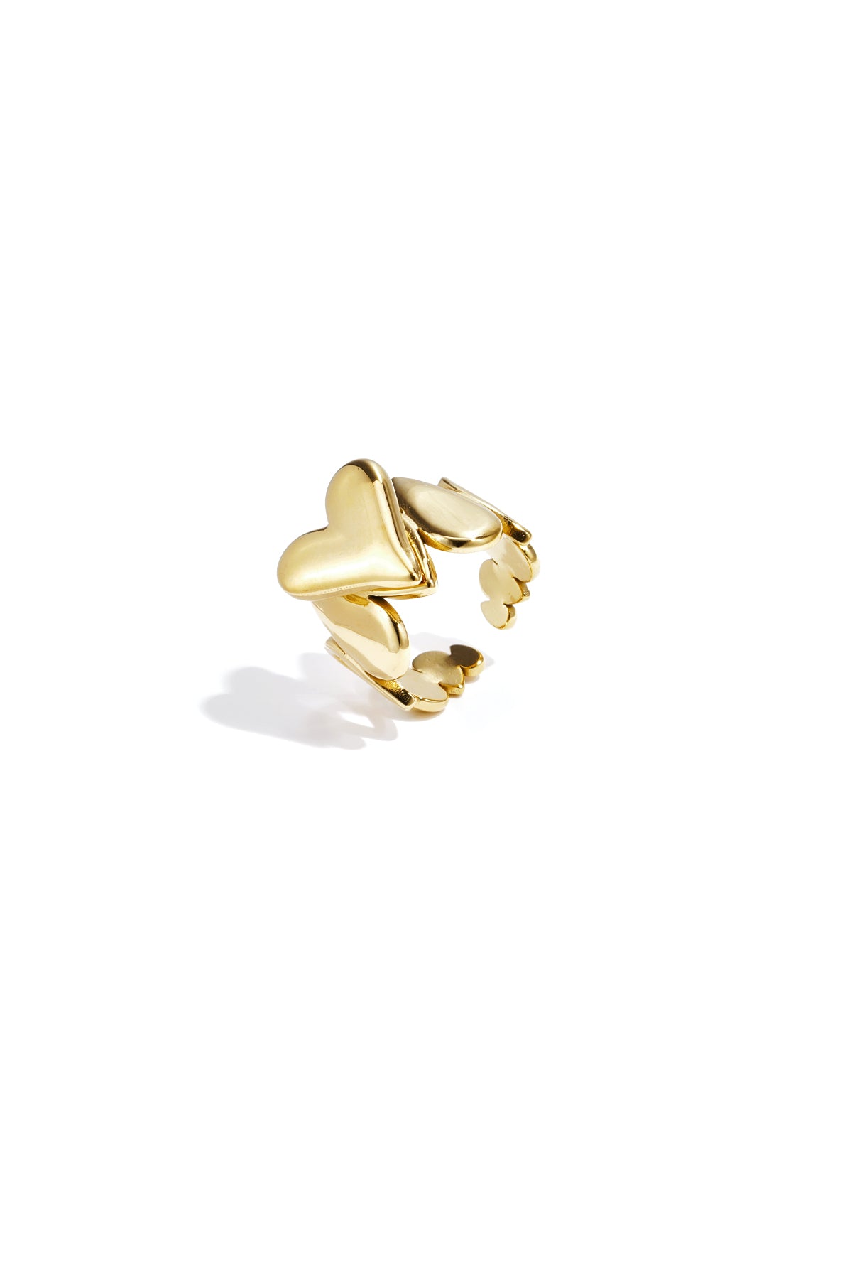 Elegant Adjustable Heart Statement Ring - Silver & Gold