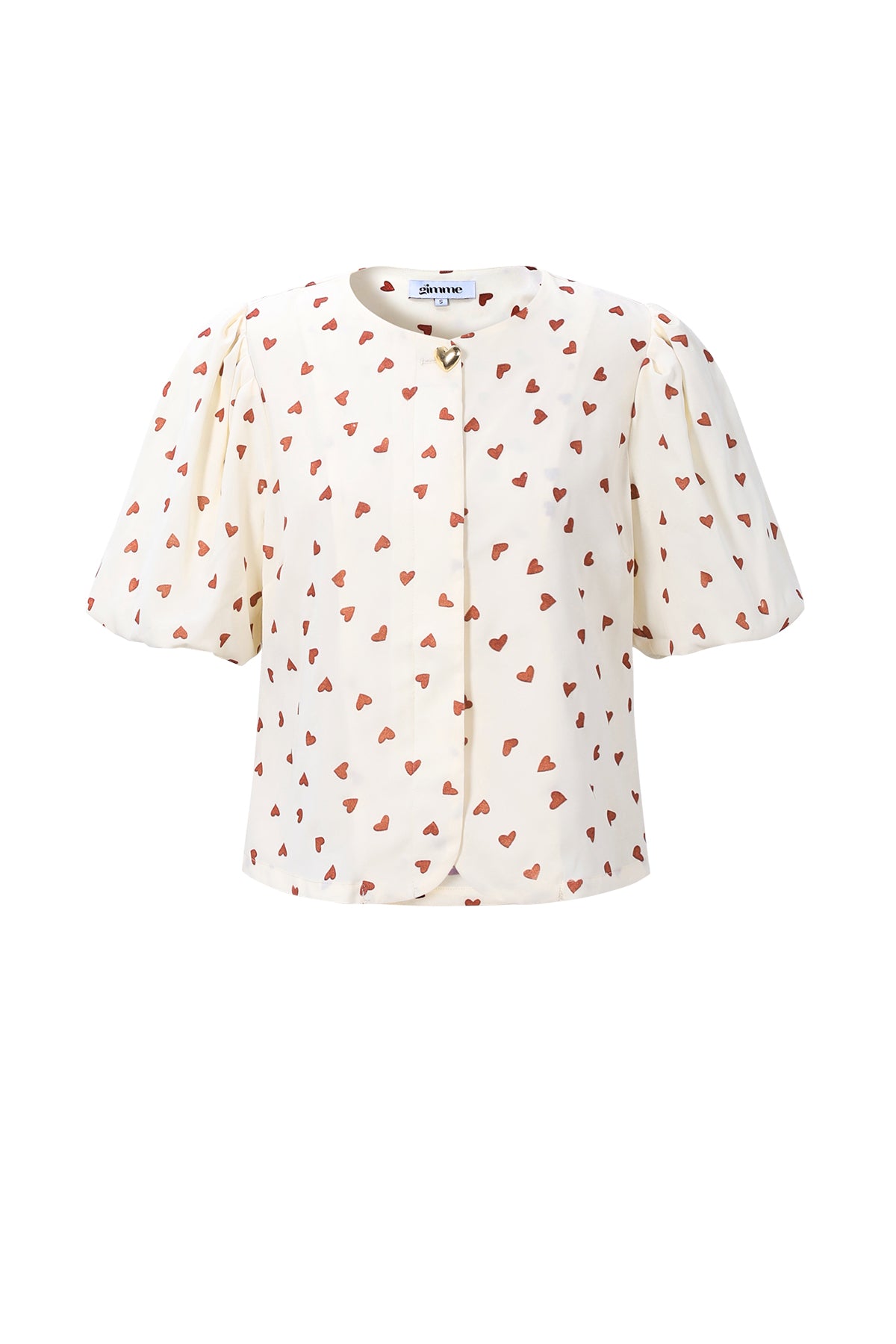 Elegant Off-White & Crimson Heart Woven Top for Spring/Summer
