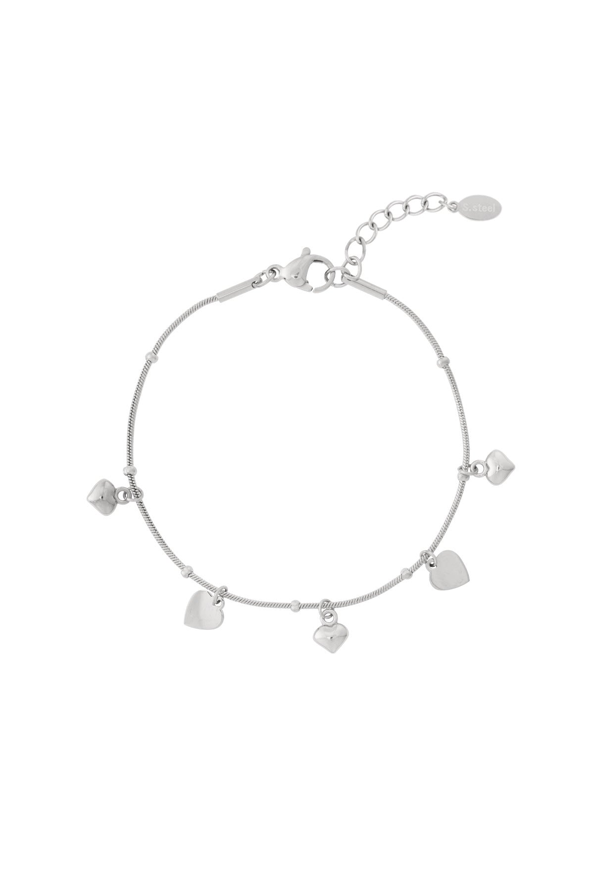 Elegant Heart Charm Bracelet - 14K Gold Plated & Stainless Steel