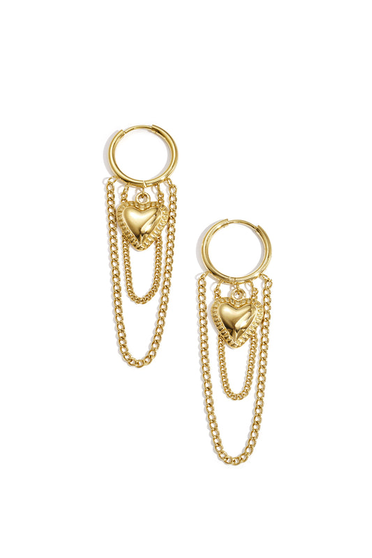 Elegant Gold Heart Dangle Earrings for Women
