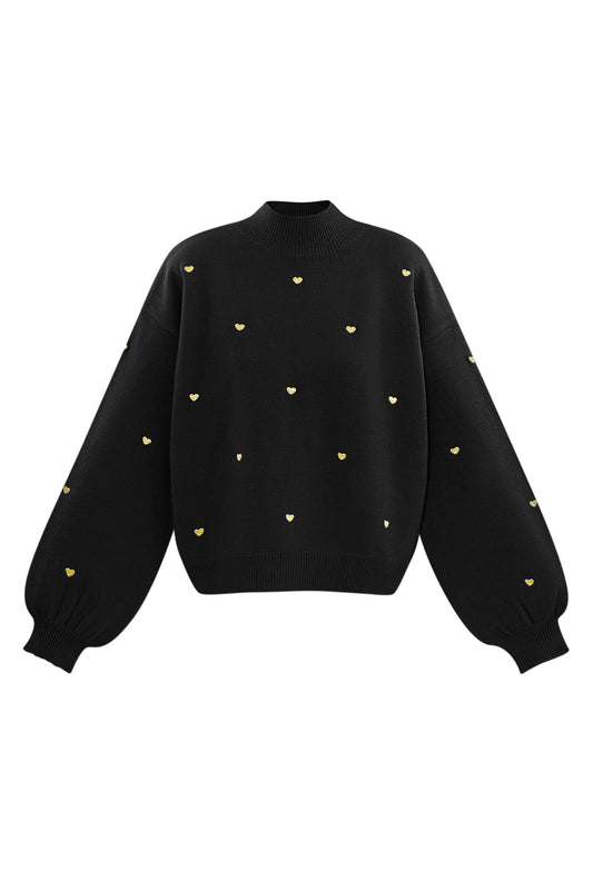Soft Acrylic Heart Knit Sweater for Fall Winter