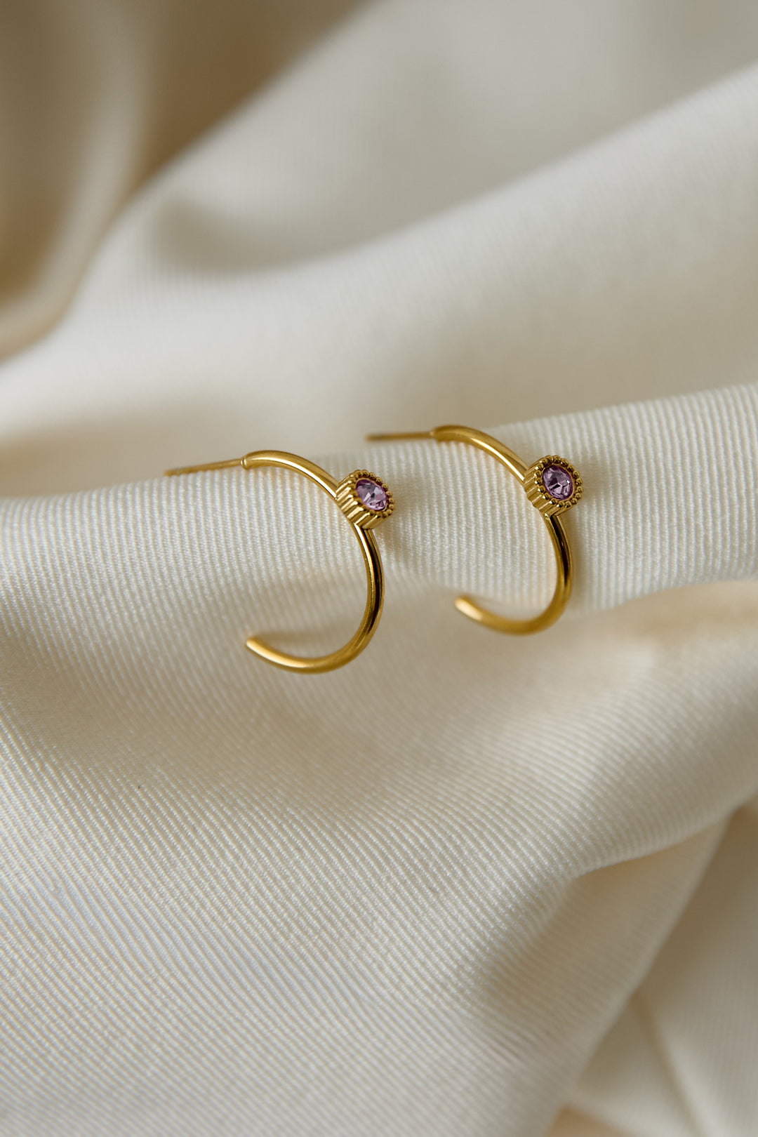 Chic Stainless Steel Rhinestone Hoop Earrings