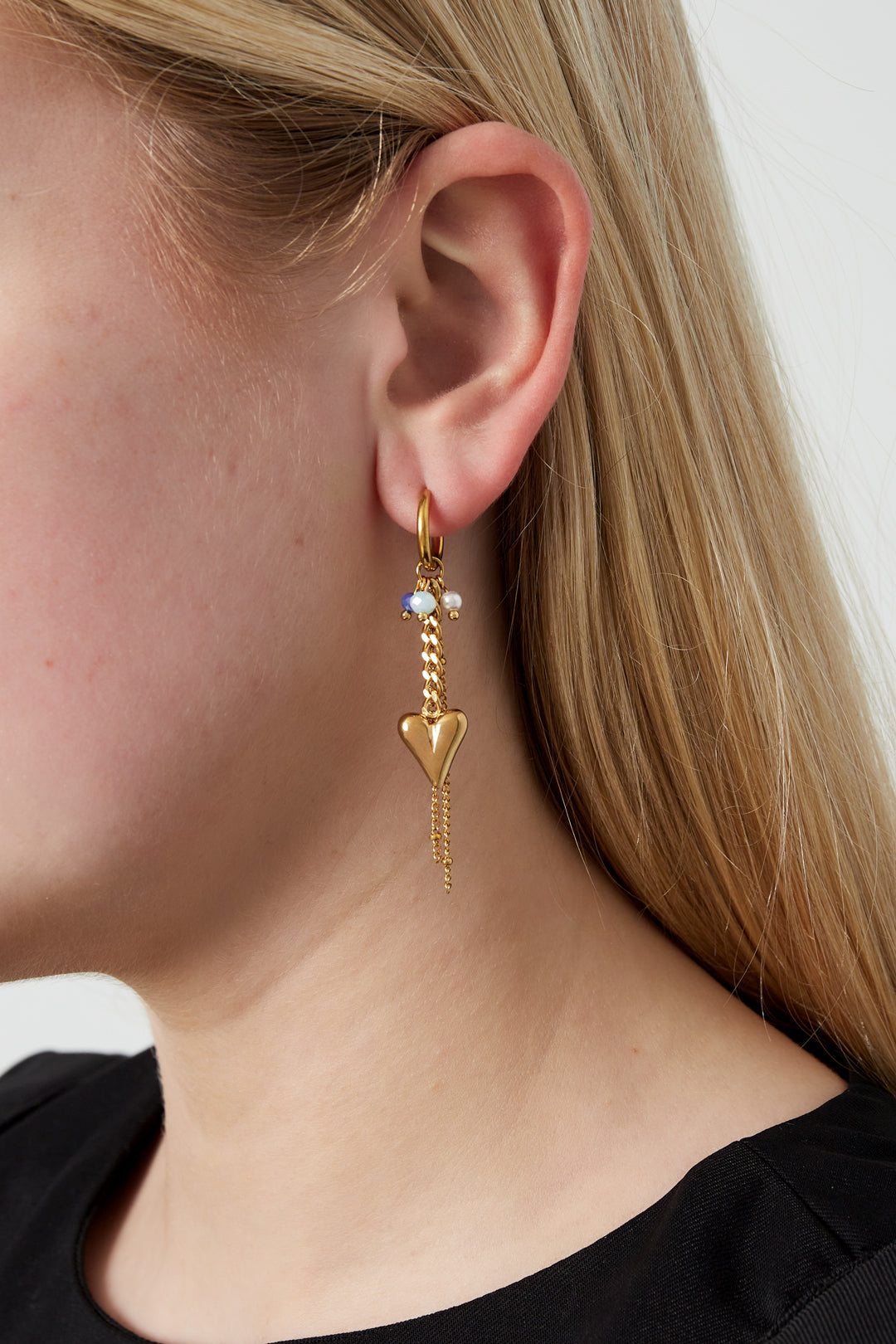 Stylish 14K Gold Plated Heart Drop Earrings