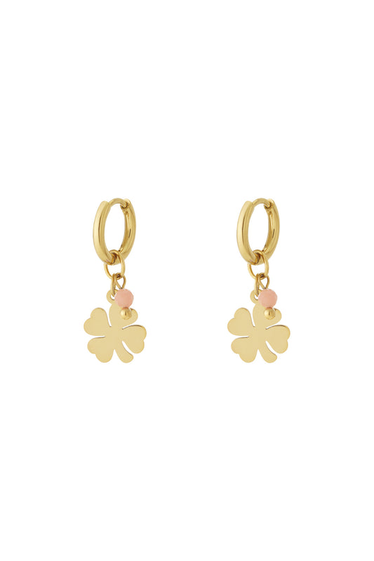 Stylish 14K Gold Plated Clover Drop Earrings
