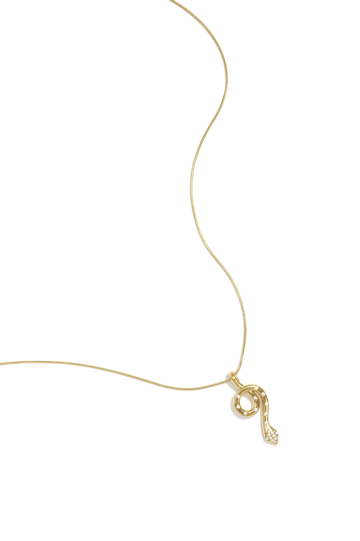 Stylish Rhinestone Snake Pendant Necklace - All Fit