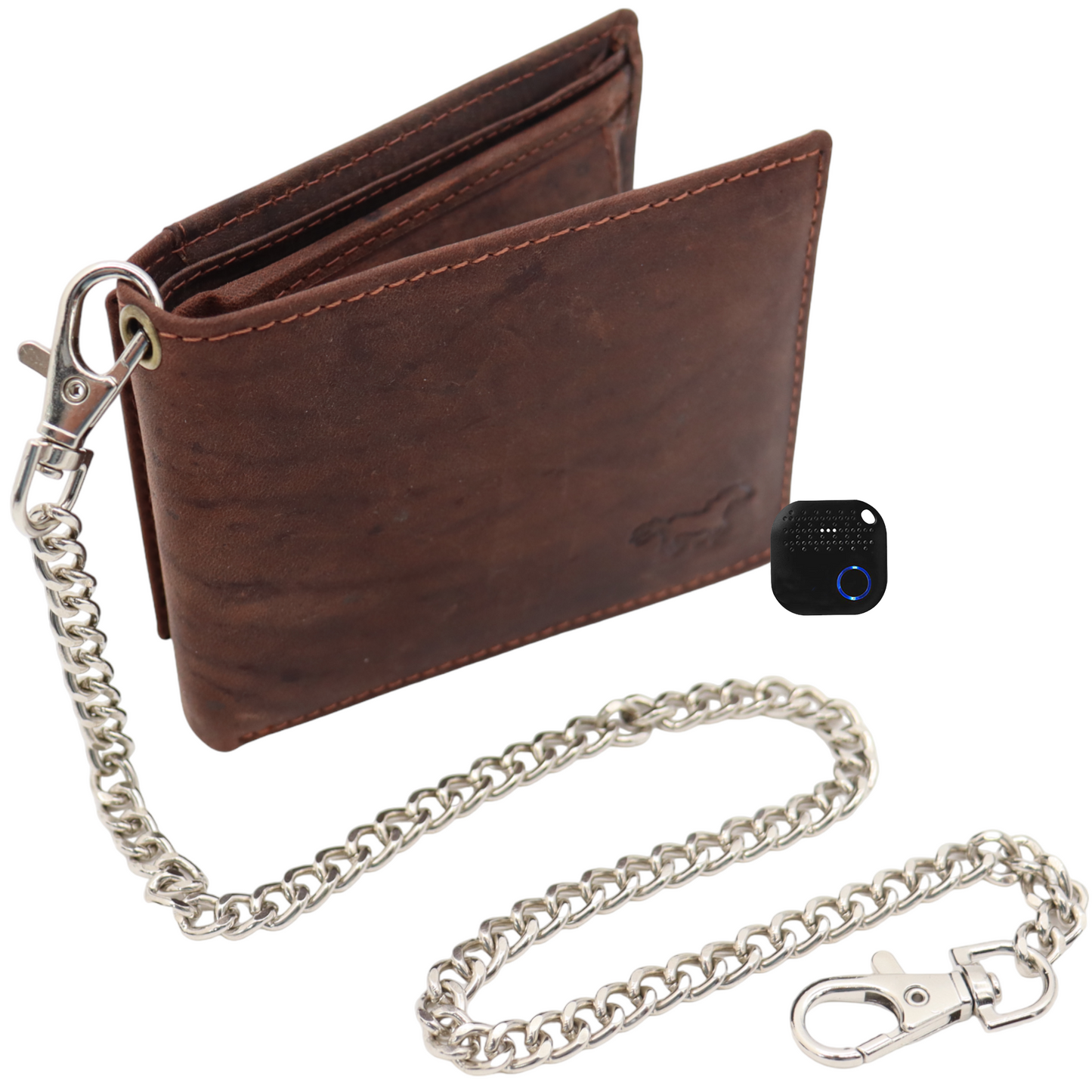 Compacte Portemonnee Mannen Met Tracker  - Portefeuille Met Ketting - Bluetooth Tracker En Ketting