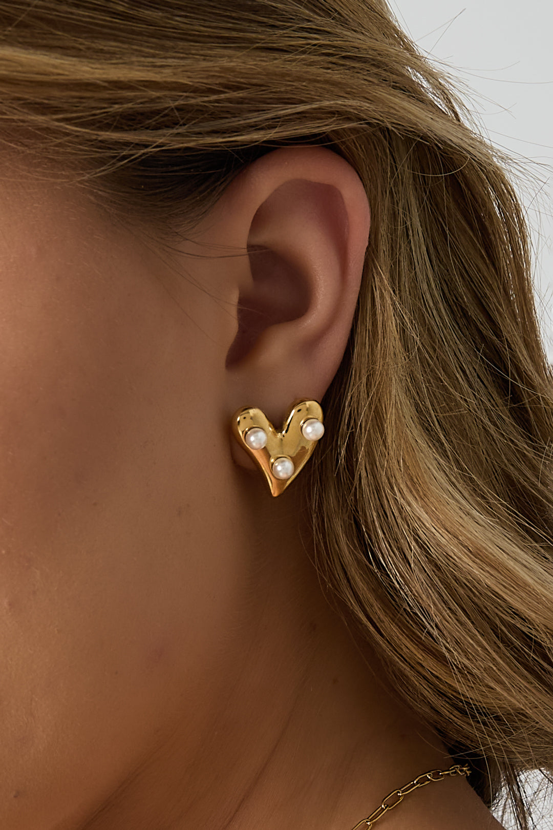 Charming Gold-Color Heart Stud Earrings for Everyday Wear