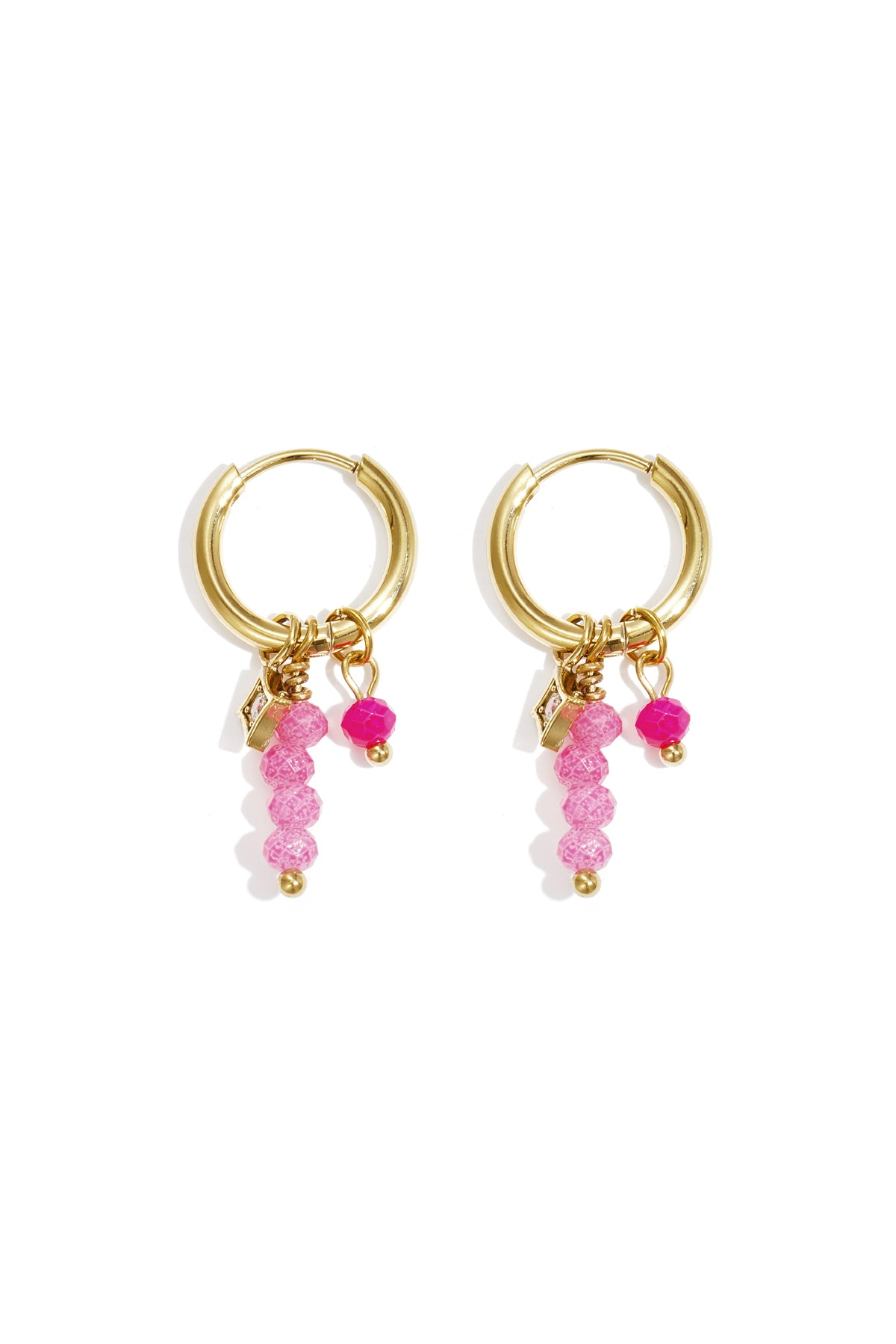 Stylish Pink & Green Bead Earrings for Summer