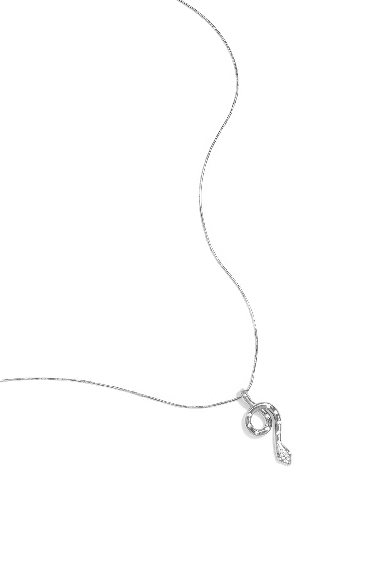 Stylish Rhinestone Snake Pendant Necklace - All Fit